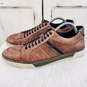 Democrata Denim Blend Brown Leather Rubber Sole Cushioned Casual Shoes ~ Mens 10